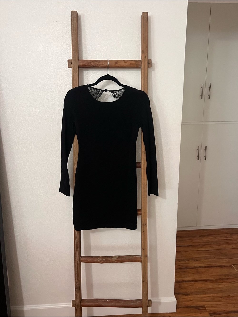 Lulu's Black Long-Sleeve Bodycon Dress with Lace Back